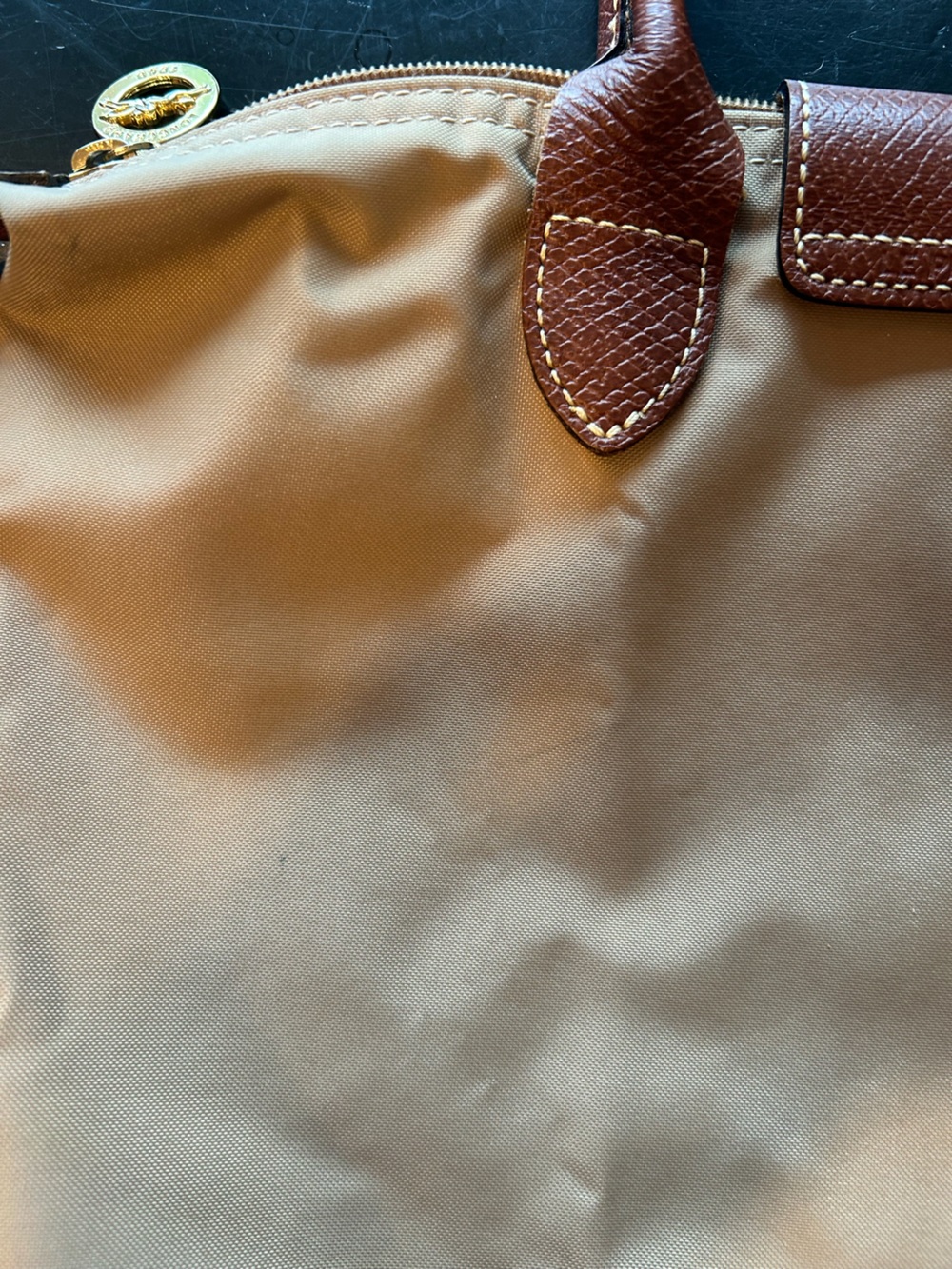Authentic Longchamp Le Pliage Tote in Fawn with Brown Trim - Picture 11 of 15